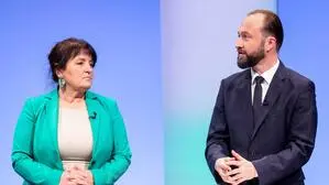 ÖVP-Chefin Manuela Khom und „Angreifer“ SPÖ-Chef Max Lercher