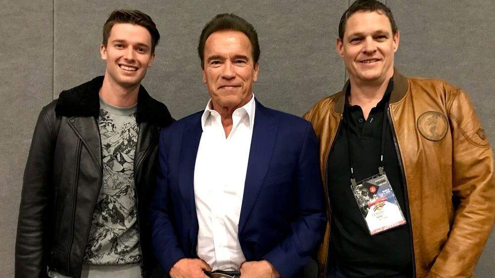 Schwarzenegger mit seinem Sohn Patrick und Ferdinand Krainer