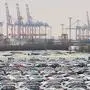epa03401537 (FILE) A file photo dated 05 December 2008 showing new cars of Volkswagen, Mercedes-Benz, BMW and Porsche ready for shipping in the harbour of Bremerhaven, Germany. Passenger car sales in the European Union slumped by 7.1 per cent during the period from January to August as the economic fallout from the region's debt crisis hit the auto market, data released 18 September 2012 showed. The figures, released by the Brussels-based European Automobile Manufacturers' Association (ACEA), showed the decline as gathering pace in recent months. New passenger car registrations were down 8.9 per cent in August compared with the same month last year, following a 7.8-per-cent drop in July.  EPA/INFO WAGNER *** Local Caption *** 50295520