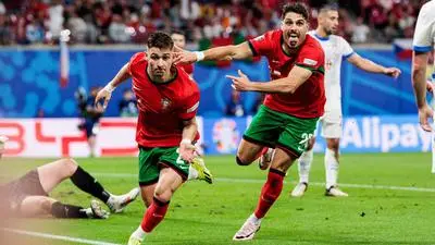 UEFA EURO 2024: Portugal - Tschechien 18.06.2024 Jubel zum 2:1 durch Francisco Fernandes Da Conceicao Portugal, 26 UEFA EURO 2024: Portugal - Tschechien Leipzig Stadium, Leipzig am 18.06.2024 *** UEFA EURO 2024 Portugal Czech Republic 18 06 2024 Celebration for 2 1 by Francisco Fernandes Da Conceicao Portugal, 26 UEFA EURO 2024 Portugal Czech Republic Leipzig Stadium, Leipzig on 18 06 2024 Copyright: xBEAUTIFULxSPORTS/Wunderlx