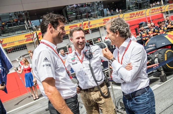 Mark Webber und Lederhosen-Bua Christian Horner
