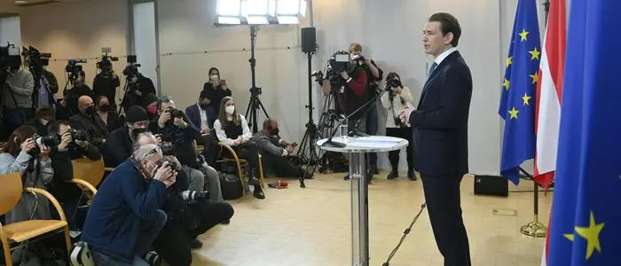 Sebastian Kurz bei seiner „persönlichen Erklärung“ im Dezember 2021