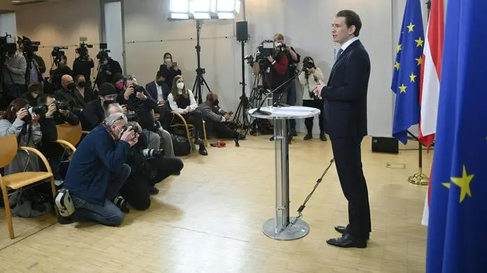 Sebastian Kurz bei seiner „persönlichen Erklärung“ im Dezember 2021