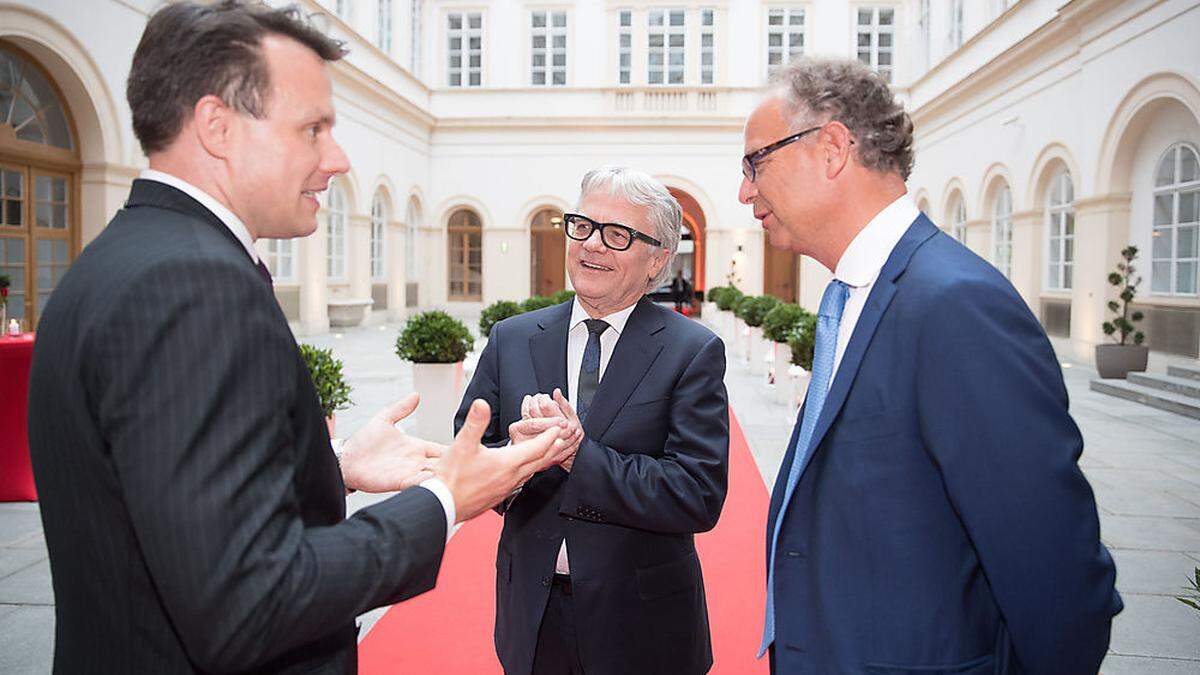 Börse-Vorstand Christoph Boschan im Gespräch mit voestalpine CEO Wolfgang Eder und Wienerberger-CEO Heimo Scheuch 