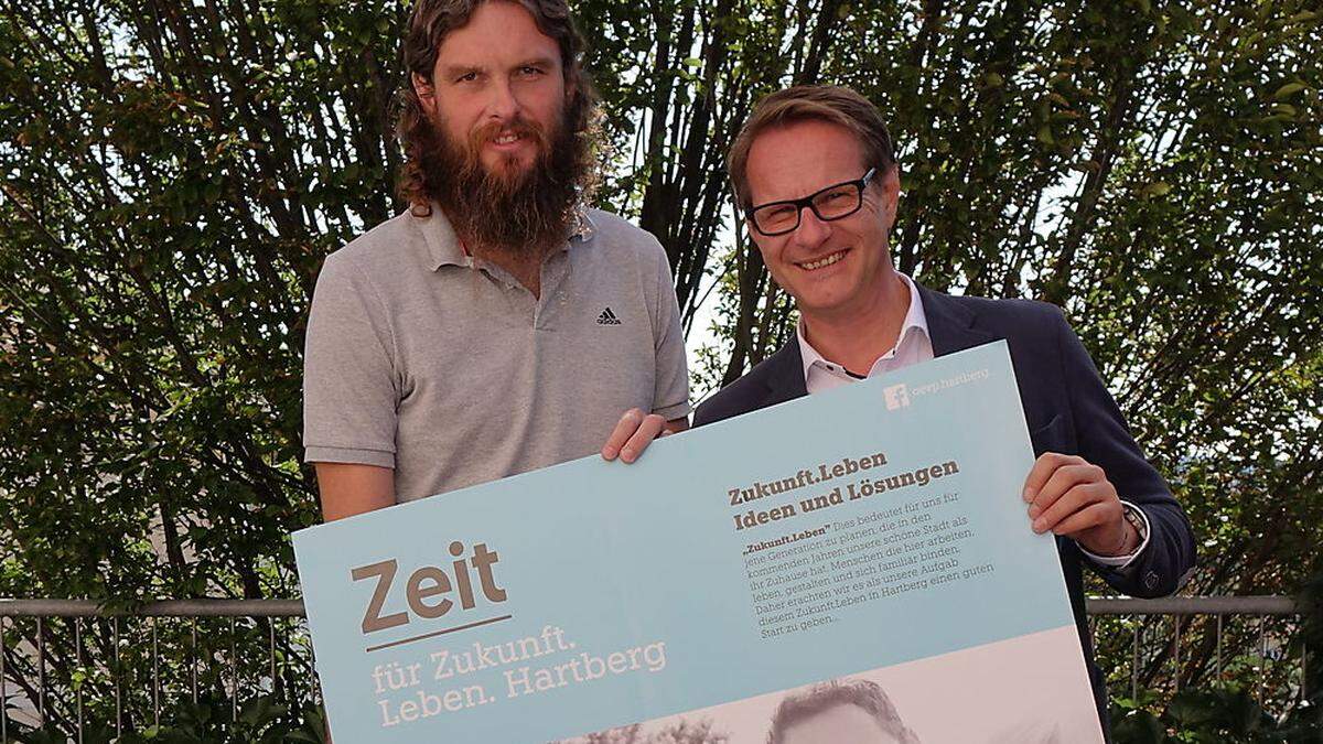 Markus Gaugl und Marcus Martschitsch präsentieren ihre Idee der „Appartements am Campus“