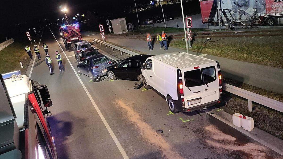 An der Eisenbahnkreuzung der Umfahrung Preding kam es zu dem schweren Unfall