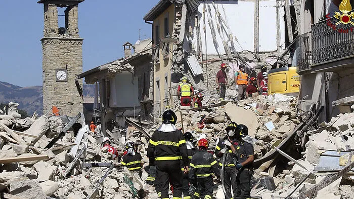 Die völlig zerstörte Stadt Amatrice