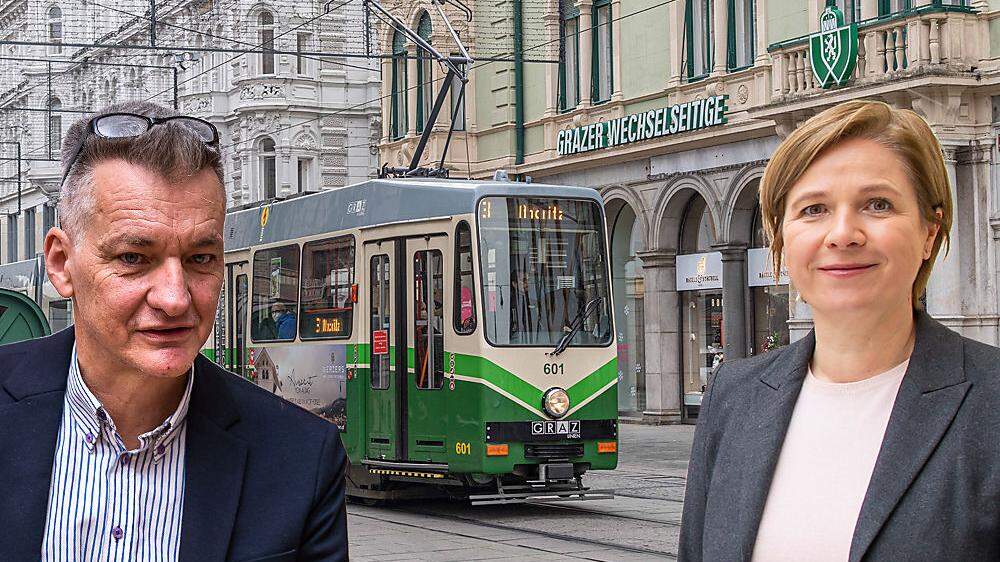 Finanzstadtrat Manfred Eber und Vizebürgermeisterin Judith Schwentner müssen sich mit teureren Öffi-Tickets arrangieren