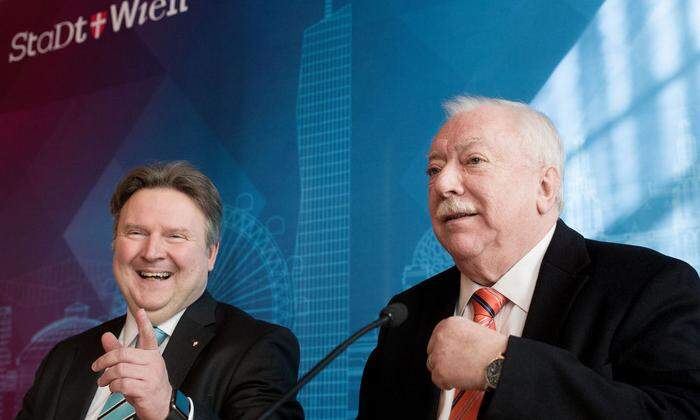 Michael Ludwig mit Alt-Bürgermeister Michael Häupl kurz vor der Amtsübergabe 2018.