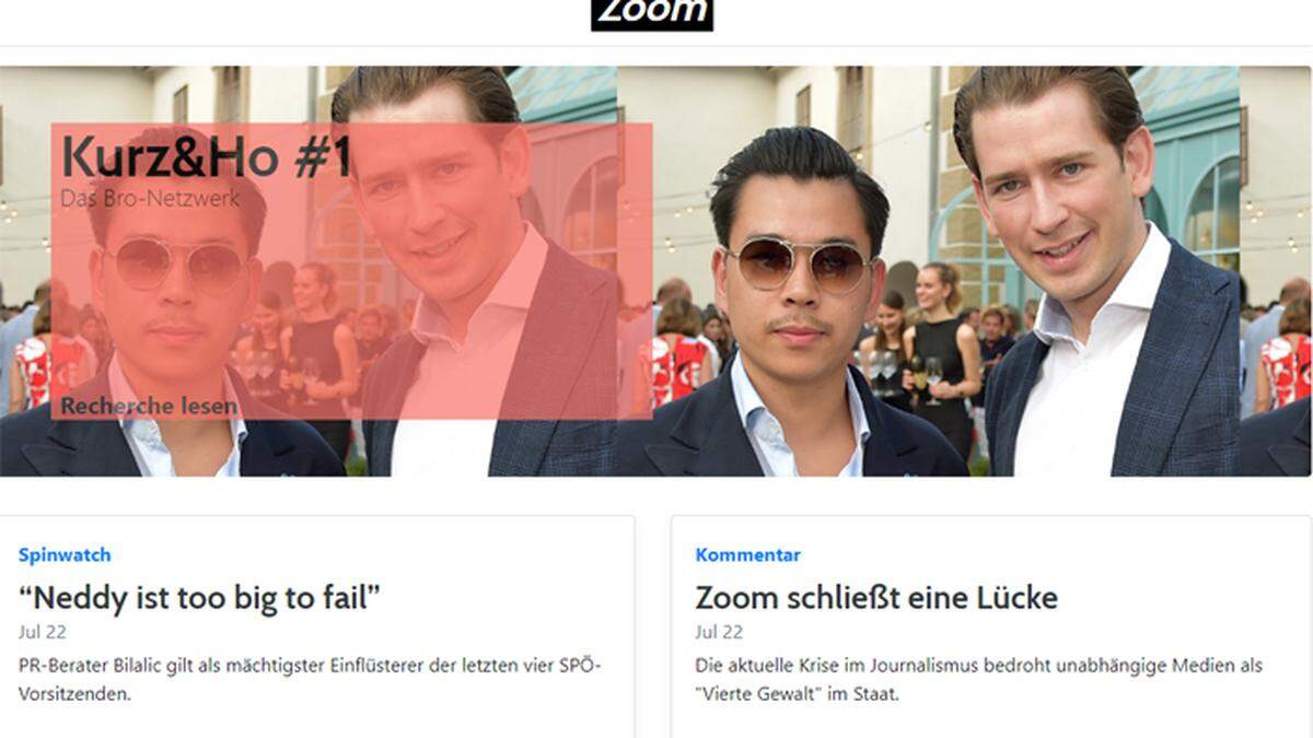 Die Onlineplattform Zoom kündigt weitere Enthüllungen über das &quot;Bro-Netzwerk&quot; von Sebastian Kurz an - Screenshot