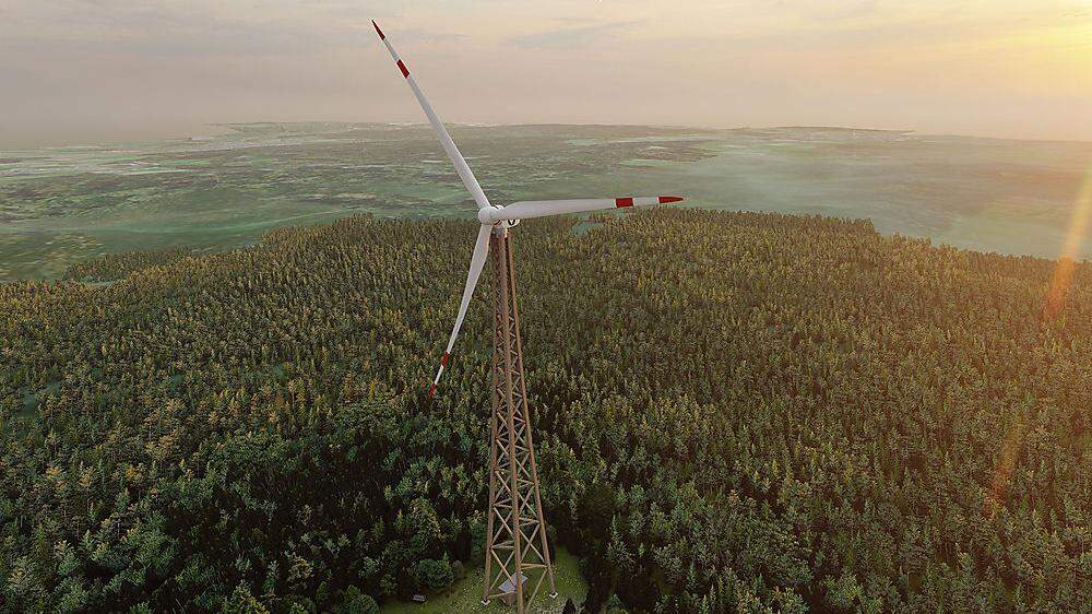 Das erste eines solchen Holzwindrades aus Kärntner Produktion soll 2024 in Deutschland Strom liefern