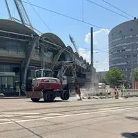 Ulrich-Lichtenstein-Gasse: Baustelle vor dem Autobahnzubringer beim Stadion Liebenau 