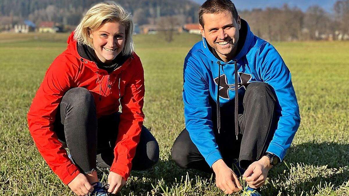 Eva Schnedl und Markus Oberländer schnüren die Laufschuhe