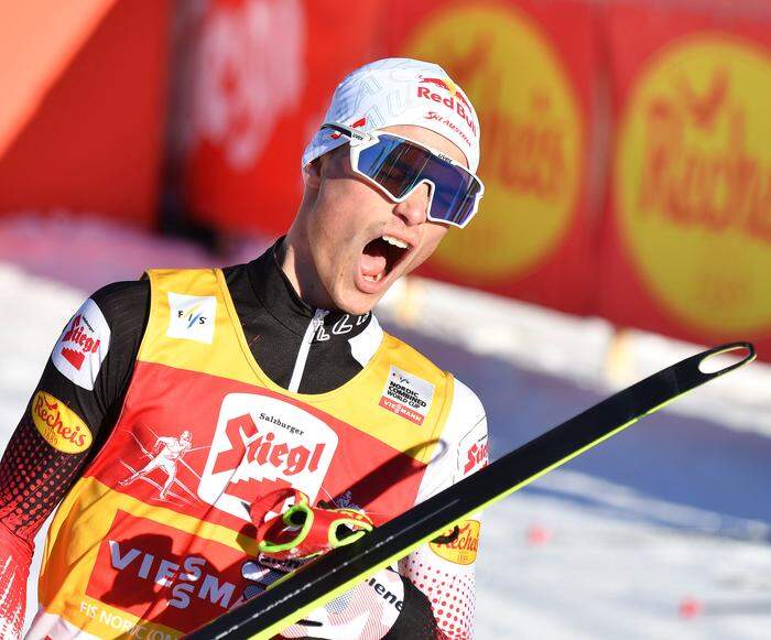 Johannes Lamparter in Seefeld im Gelben Trikot