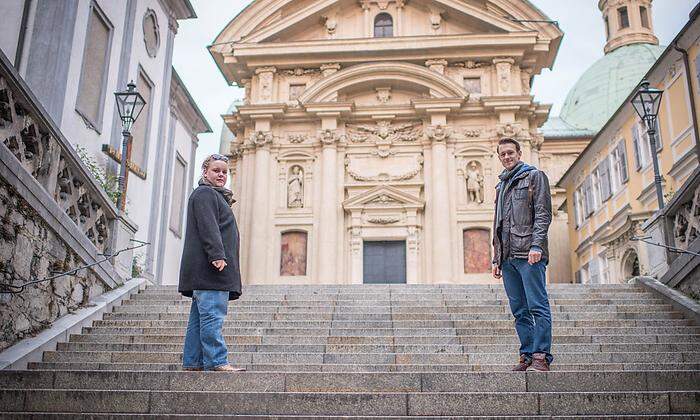 Beim Fotoshooting rund um den Grazer Dom