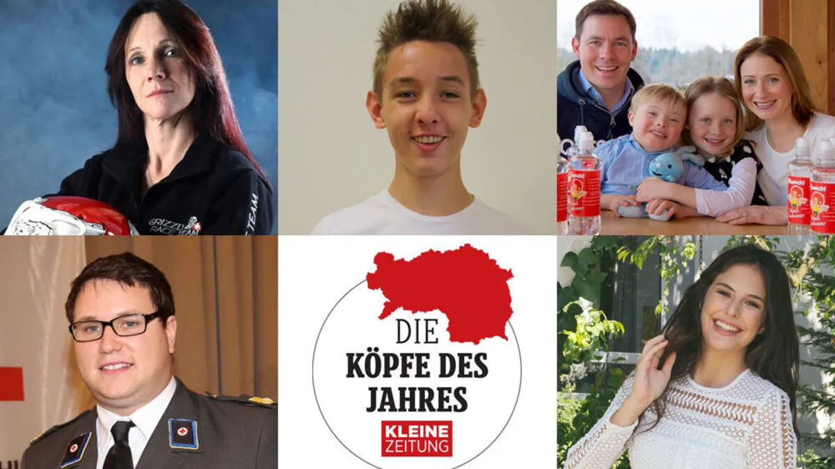 Die Kandidaten in der Kategorie Newcomer (von links oben im Uhrzeigersinn): Anita Fastl, Jonas Lazarus, Benno und Andrea Hinteregger, Victoria Pavlas, Daniel Putz 