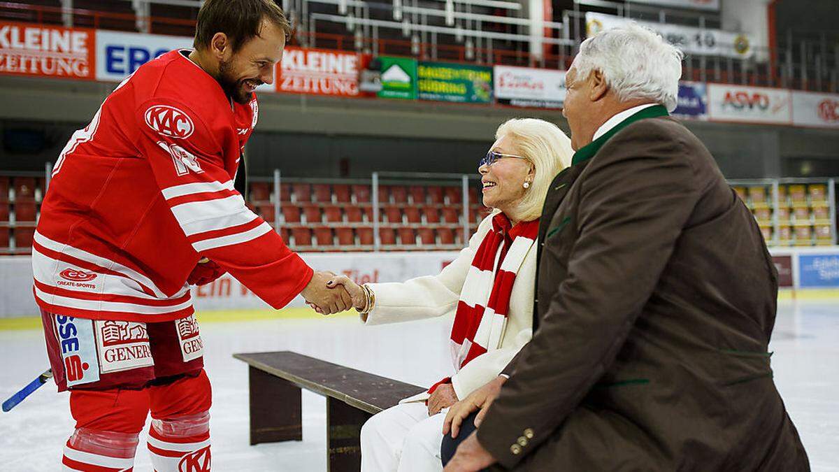 KAC-Geldgeberin Heidi Horten mit Routinier Thomas Koch