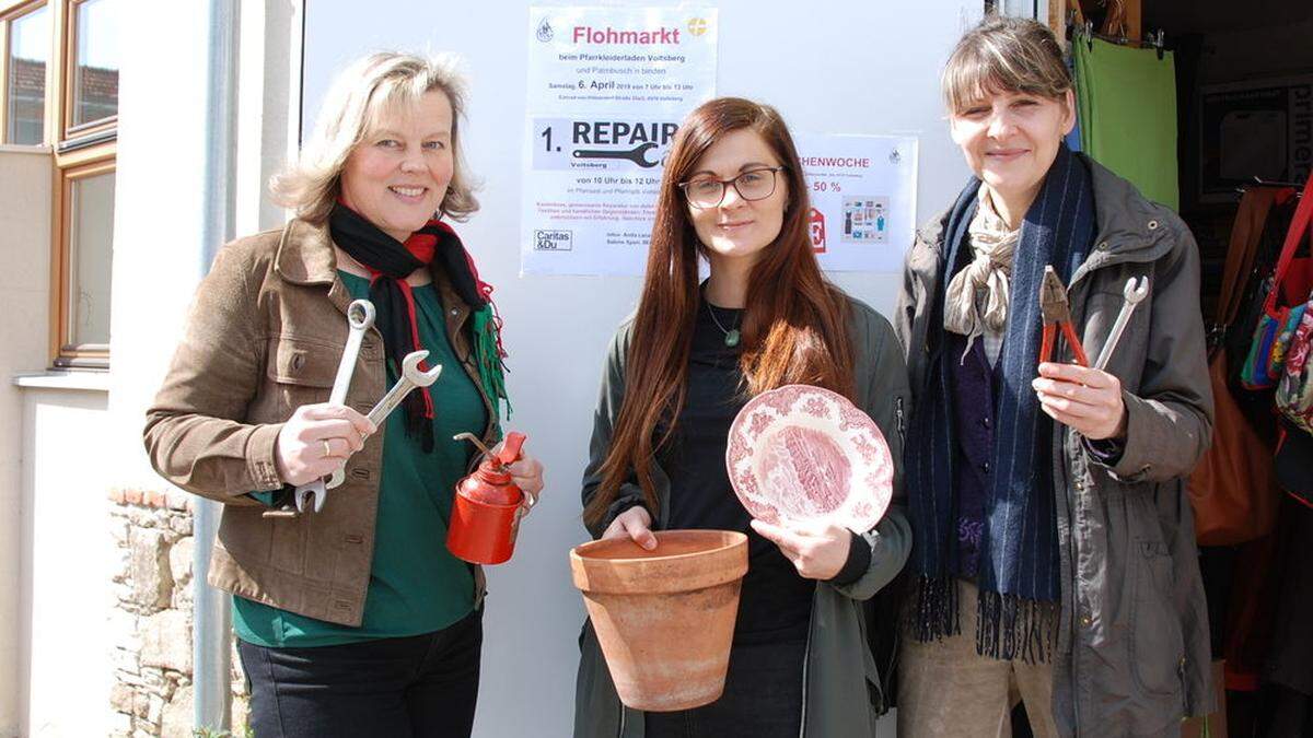 Sabine Spari, Sabine Wagner und Anita Laczay laden zum ersten Repair-Café ein 