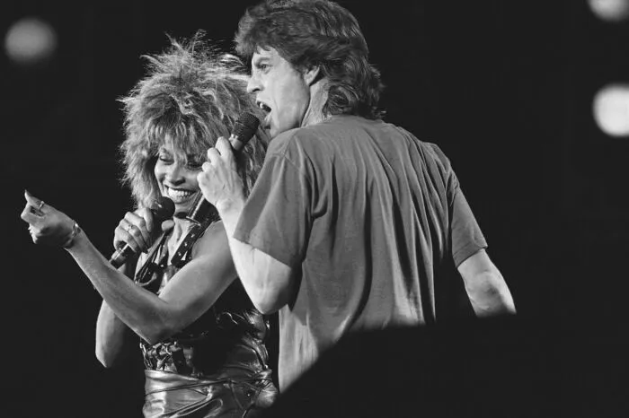 Tina Turner und Mick Jagger beim Live-Aid-Konzert im Juli 1985 in Philadelphia. 