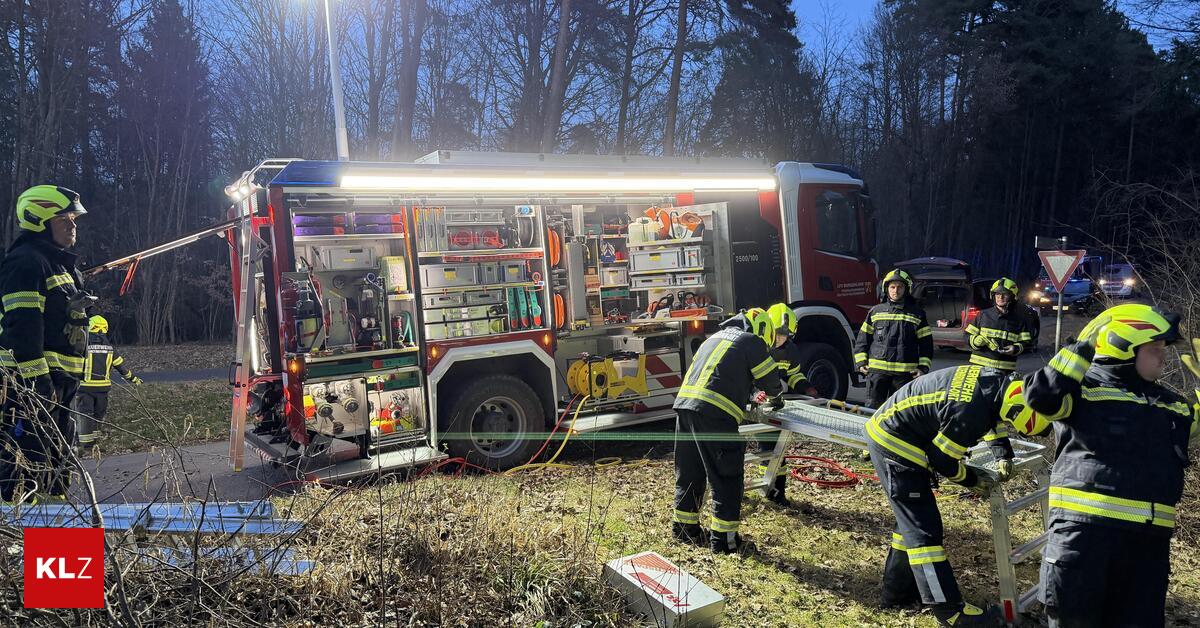 Pkw-Lenker-nach-Unfall-im-Wald-in-Fahrzeug-eingeklemmt