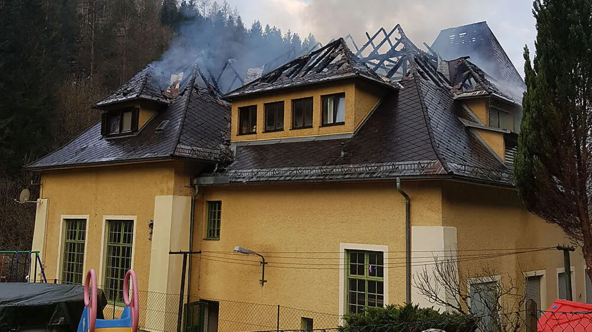 Der Dachstuhl des Kraftwerks brannte aus