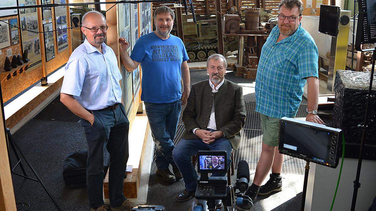 Werner Huemer, Michael Braunstein, Ernst Lasnik und Wolfgang Scherz im Bergbaumuseum 