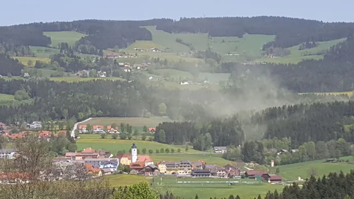 Pollenflug über Miesenbach in der Oststeiermark