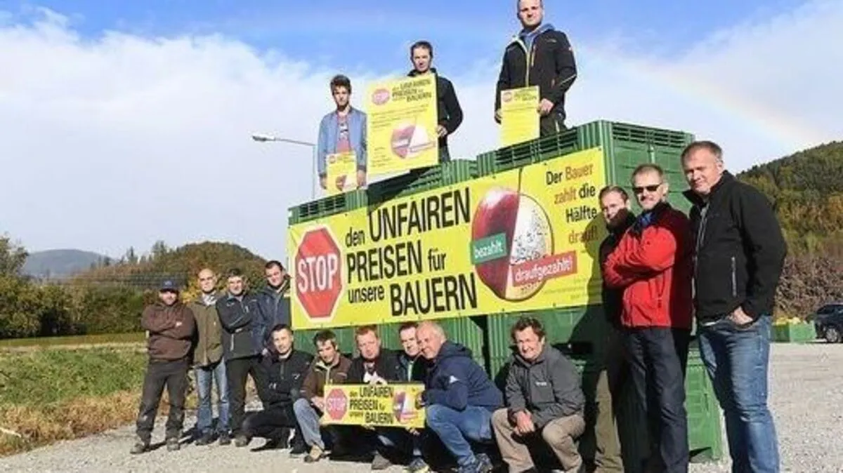 Obstbauern in Floing protestierten