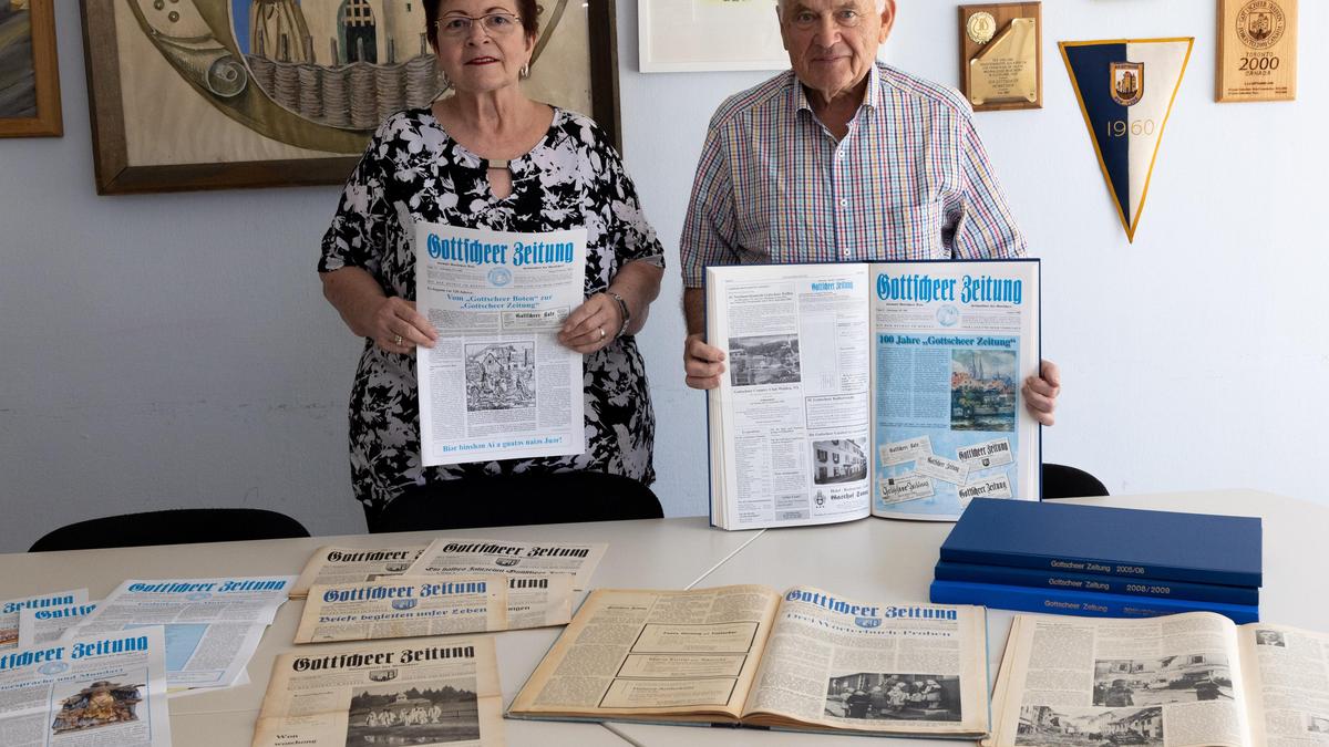 Martha Tiefenbacher, Schriftleiterin der „Gottscheer Zeitung“, und Otto Tripp, Obmann der Gottscheer Landsmannschaft