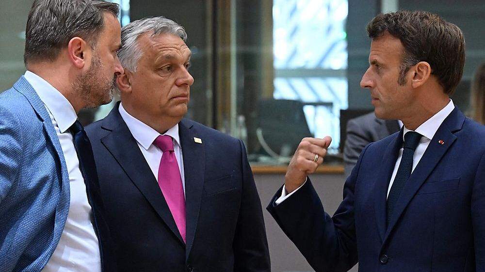 Angezählt: Viktor Orban (Mitte) mit Xavier Bettel (Luxemburg) und Emmanuel Macron (Frankreich) bei einem EU-Gipfel in Brüssel