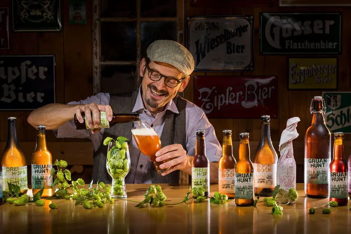 Reini Schenkermaier vom Erzbergbräu in Eisenerz hatte Fototermine mit Werner Krug.