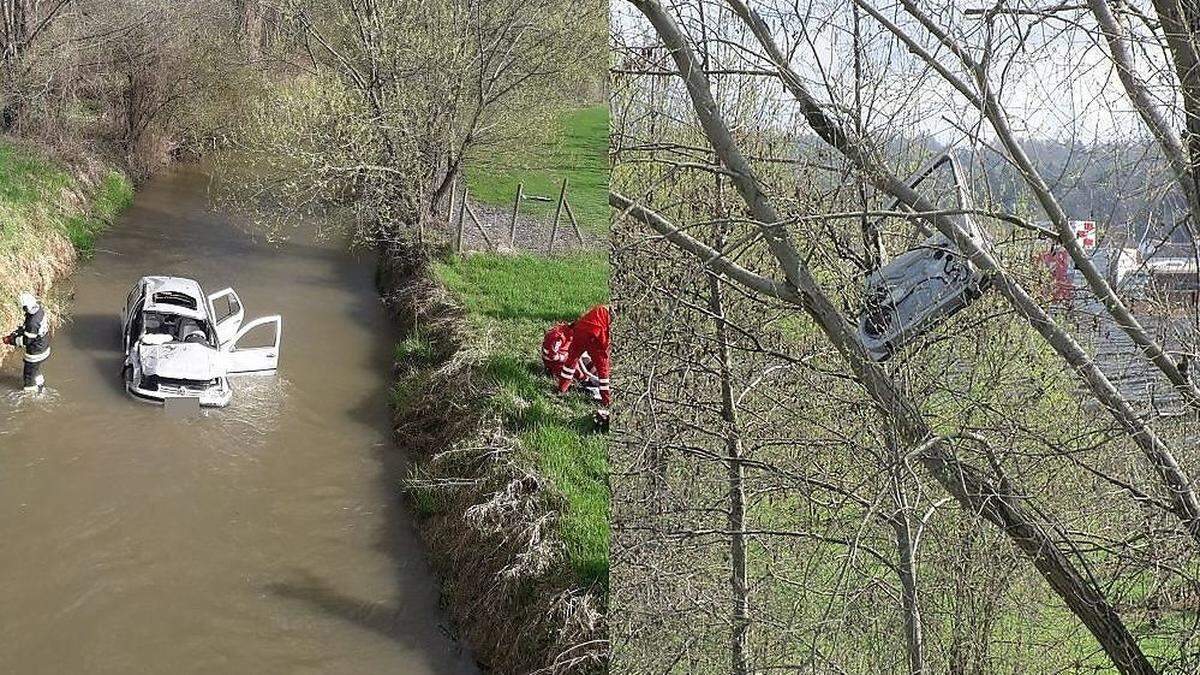 Die Tür des VW Golf wurde in einen Baum geschleudert