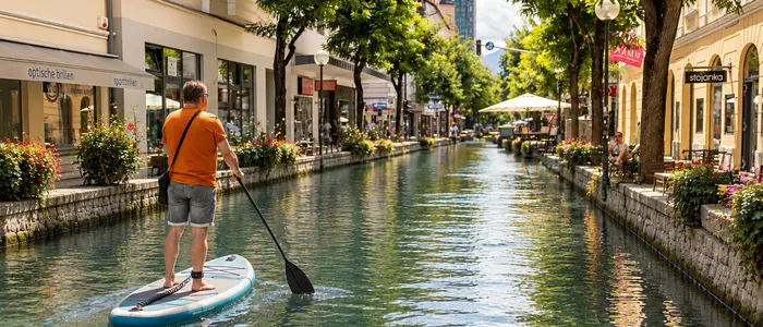 Mit dem Stand-Up-Paddle durch die Bahnhofstraße? Eine utopische Vorstellung für Klagenfurt, viele weitere Ideen wurden im „Salon Lendhafen“ diskutiert