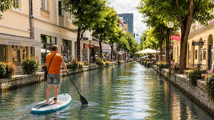Mit dem Stand-Up-Paddle durch die Bahnhofstraße? Eine utopische Vorstellung für Klagenfurt, viele weitere Ideen wurden im „Salon Lendhafen“ diskutiert