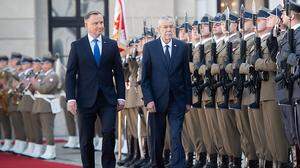 Polnischer Staatspräsident Andrzej Duda empfing eines österreichischen Kollegen Alexander Van der Bellen in Warschau