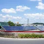 Der Kreisverkehr zwischen B 72 und B 64 vor den Toren von Weiz mit der Rotary-Fotovoltaikanlage