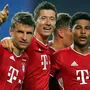 Thomas Müller, Robert Lewandowski und Serge Gnabry jubeln über den Finaleinzug