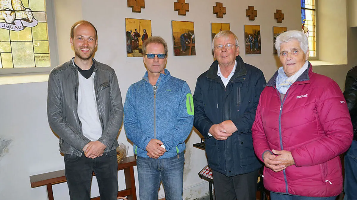 Ingo Hafele, Künstler Othmar Trost, Dekan Reinhold Pitterle, Inge Troger