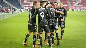 SALZBURG,AUSTRIA,20.DEC.20 - SOCCER - tipico Bundesliga, Red Bull Salzburg vs Wolfsberger AC. Image shows the rejoicing of WAC.
Photo: GEPA pictures/ Manfred Binder