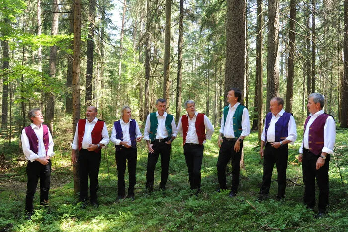Das Oktet Suha begeisterte mit einem Ständchen mitten im Wald an der Grenze.