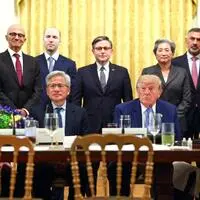 Meta-CEO Mark Zuckerberg, Nvidia-Boss Jensen Huang, Donald Trump und Elon Musk (Tesla und SpaceX)