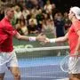 LIMERICK,IRELAND,04.FEB.24 -TENNIS - ITF Davis Cup, World Group I, play off, Ireland vs Austria. Image shows Alexander Erler and Lucas Miedler (AUT).
Photo: GEPA pictures/ Walter Luger