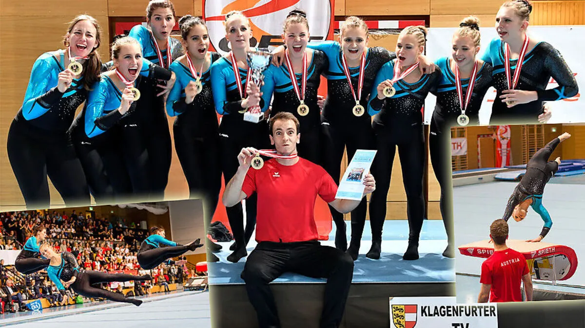 Riesenjubel bei den Damen des Klagenfurter Turnvereins über den Staatsmeistertitel