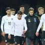 Die ÖFB-Spieler verlassen mit hängenden Köpfen das Stadion in Riga