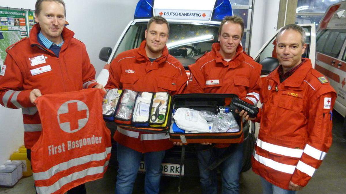 Mobile Ersthelfer. Martin Hengsberger, Michael Gaisch, Martin Gollien und Bernhard Pölzl (Rotes Kreuz Deutschlandsberg)	