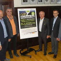Moderator Denise Strohmaier, Karl Puchas Josef Gsöls, Bgm. Josef Ober, Herbert Saurugg und Florian Lugitsch