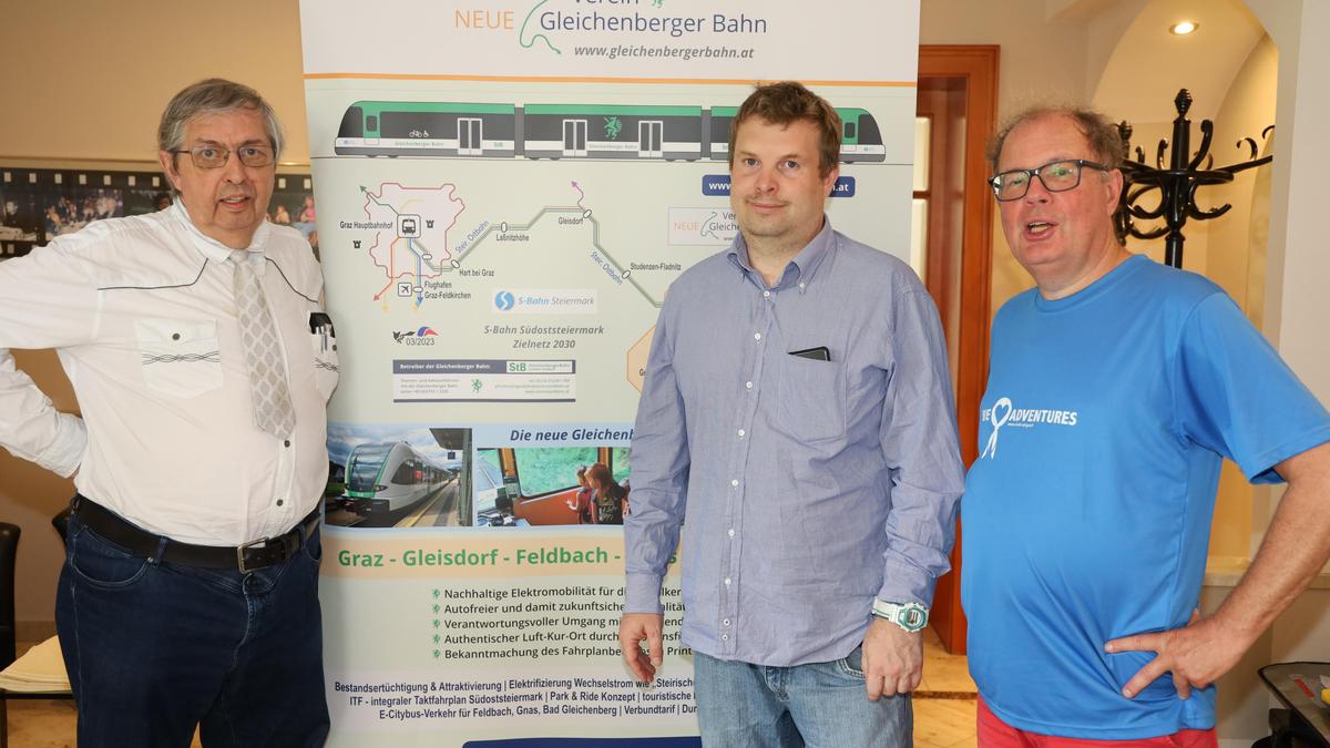 Obmann Richard Fuchs (l.) fordert mit Mitstreitern den Ausbau der Gleichenberger Bahn