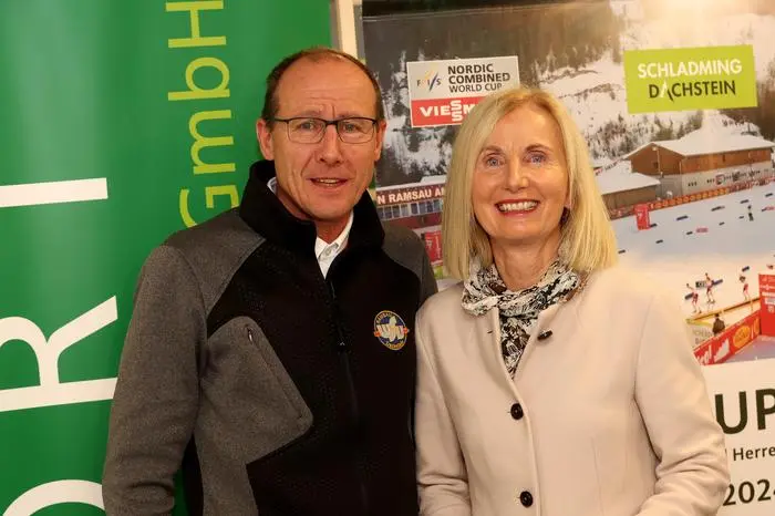 GRAZ,AUSTRIA,16.DEC.24 - NORDIC SKIING, NORDIC COMBINED - FIS World Cup Ramsau, press conference. Image shows chairman Alois Stadlober (WSV Ramsau am Dachstein) and president Roswitha Stadlober (Ski Austria).
Photo: GEPA pictures/ Hans Oberlaender
