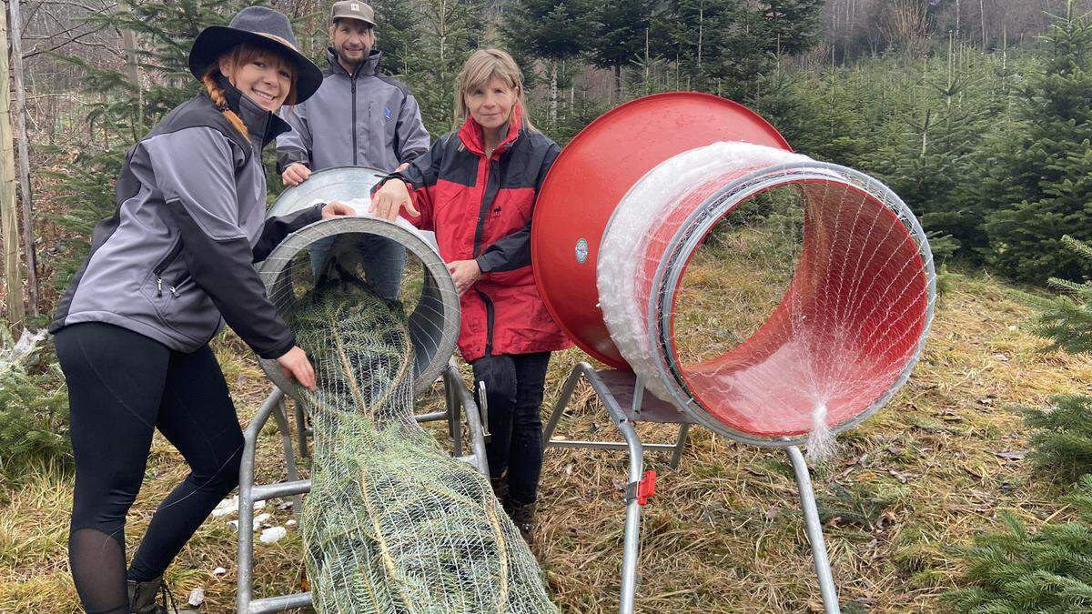 Melanie, Thomas und Evelinde Bär sind bereit für die Christbaumsaison