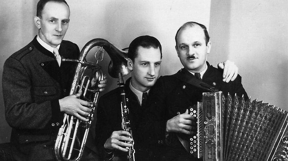 Das Edler Trio: Josef Haim (Armeeposaune), Hermann Sommer (Klarinette), Franz Edler (Harmonika)